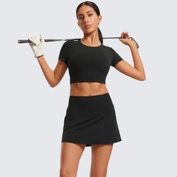 High Waisted Tennis Skirts Mini Golf Casual Skirt with Pocket Black